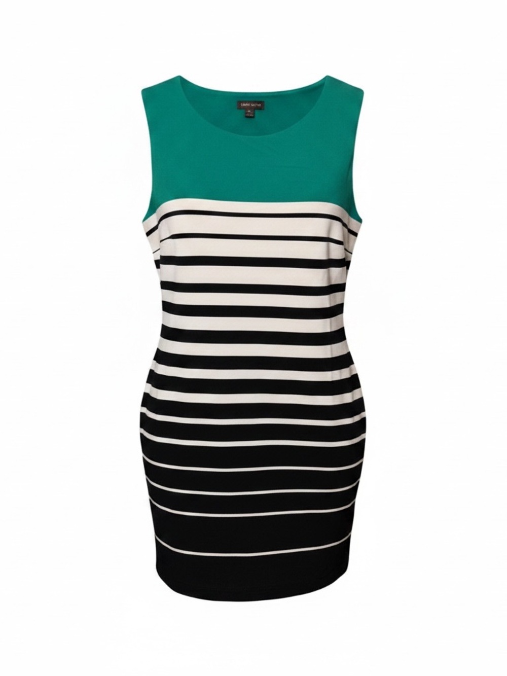 Voir Voir Green & Black Striped Sleeveless Sheath Dress